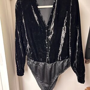 Giorgio Armani Le Collezioni Black Velvet blouse Bodysuit